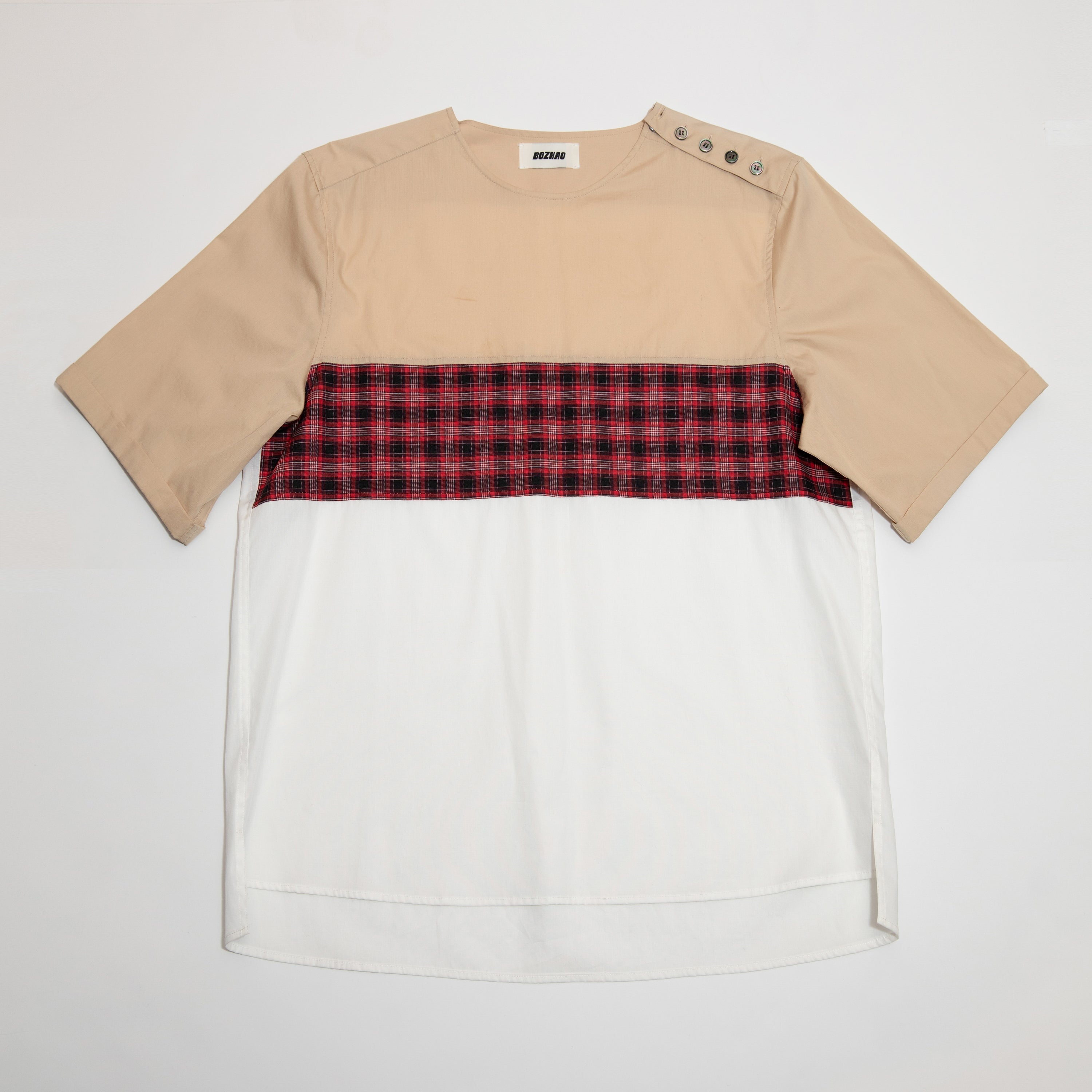Multi Fabric Pull Over Shirt
