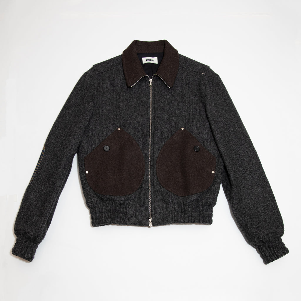 Multi Fabric Panel Bomber Jacket